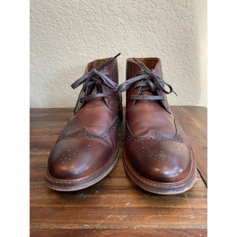 Blake McKay M‑Reid Brown Leather Wingtip Chukka Boots‎ Size 9.5 Lace‑Up